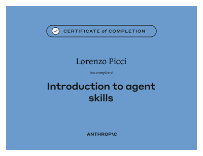 Introduction to Agent Skills certificate preview